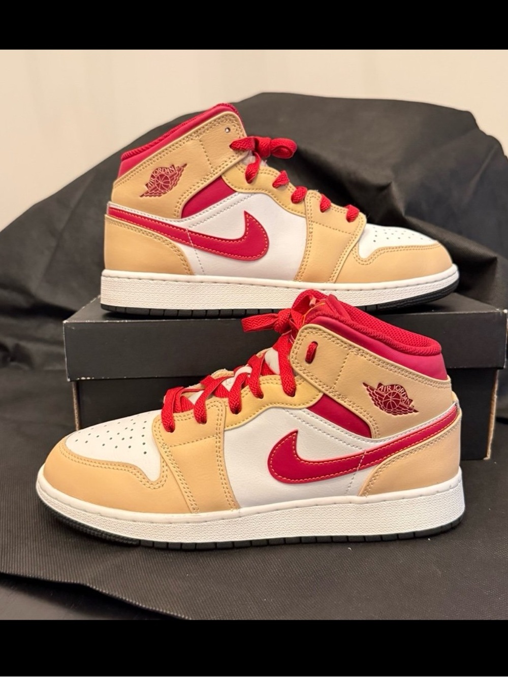 Air Jordan 1 Mid GS White Onyx Light Curry Sneaker 7Y